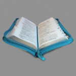Biblia Reina Valera 1960, con cierre color azul/beige, canto plateado - Imagen 2